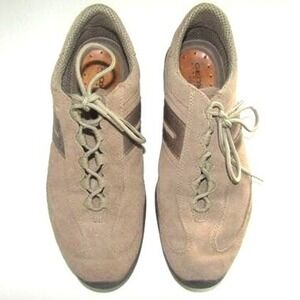 Geox Respira Women's Suede Sneakers Size 9 Beige Brown Low Top Comfort Walking
